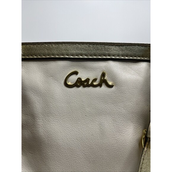 Coach Gallery Tote Shoulder Bag Cream With Gold Accents - Picture 7 of 10